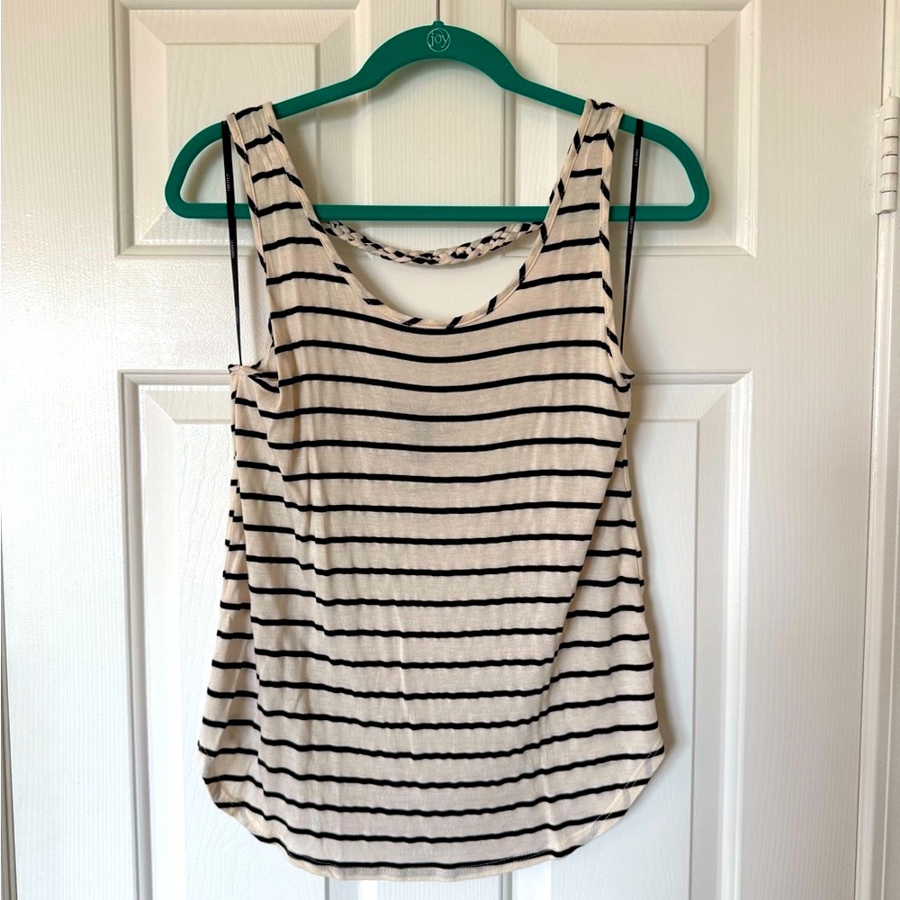Forever 21 Cream and Black Relaxed Tank Top